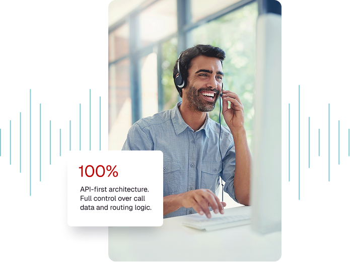 Business professional using a cloud VoIP phone system