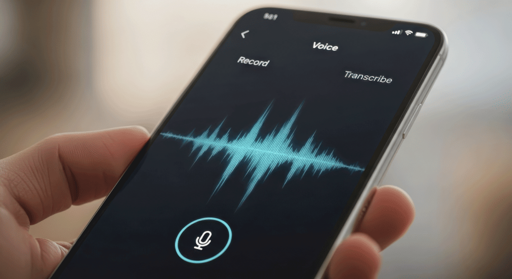 phone with a voice transcription