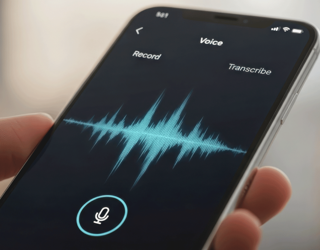 phone with a voice transcription
